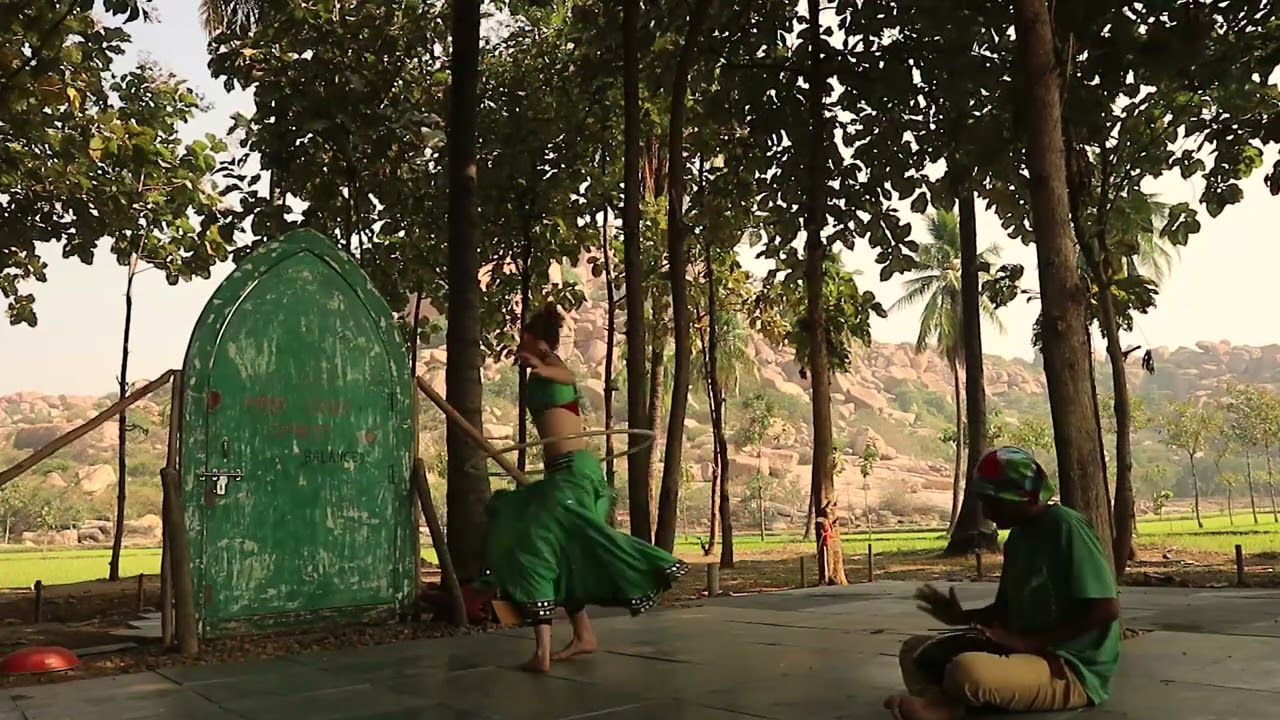 hula hoop dance with happy drum hampi.