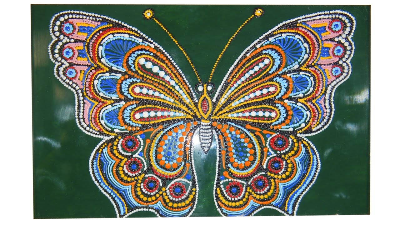 Бабочка. Рисунок -картина на стену. Точечная роспись. Мастер класс.