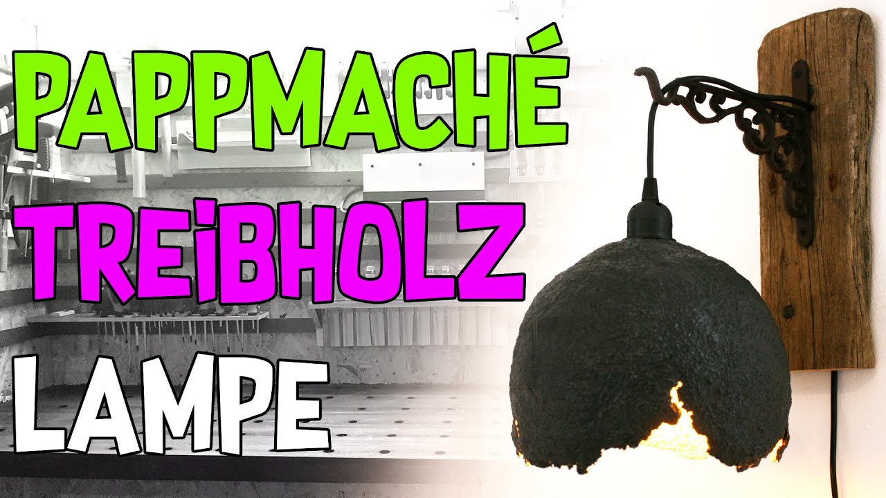 Lampe aus Pappmaché und Treibholz