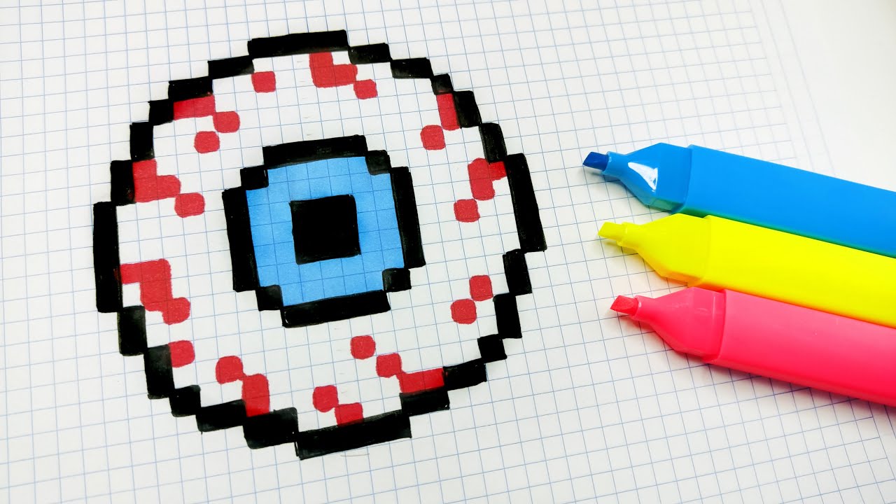 Halloween Pixel Art - How to draw an eyeball #pixelart