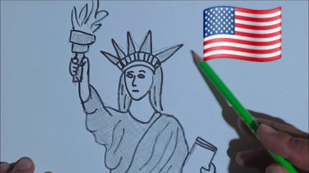 How to Draw a Statue of Liberty/ Easy Lady Liberty Sketch Step by Step Draeing.