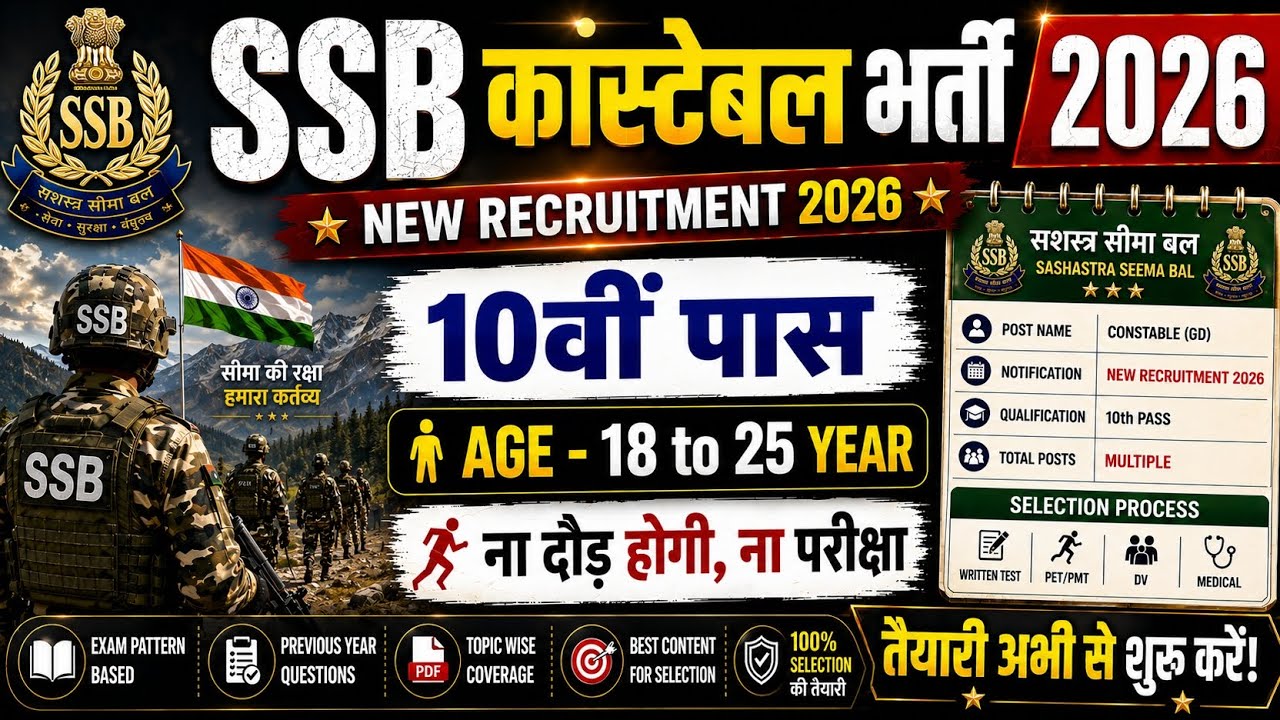 SSB में नई भर्ती 2026 | SSB Constable New Vacancy 2026 | SSB Constable Recruitment 2026 | SSB Bharti