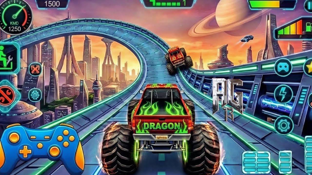 Monster Truck Mega Ramp Crash 💥 खतरनाक स्टंट Gameplay | AG13