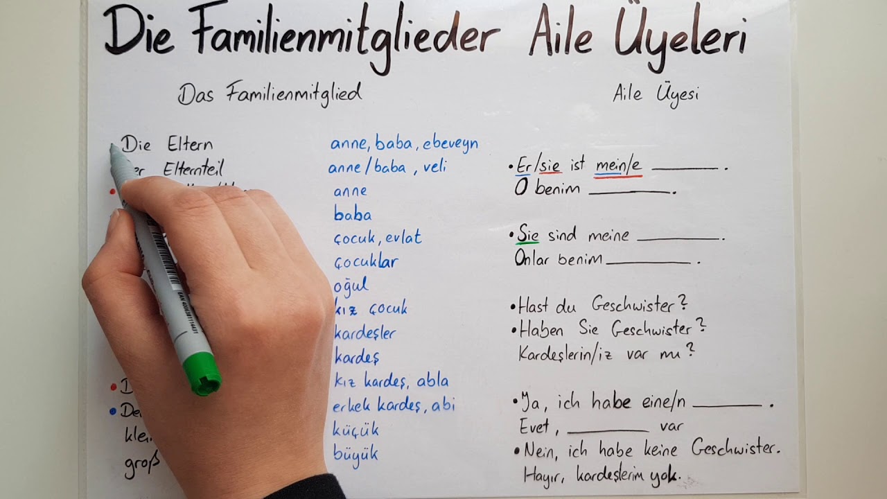 Almanca Aile Üyeleri- DIE FAMILIENMITGLIEDER
