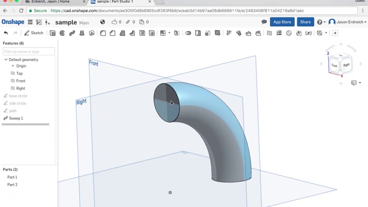 How to use the Sweep tool in Onshape CAD