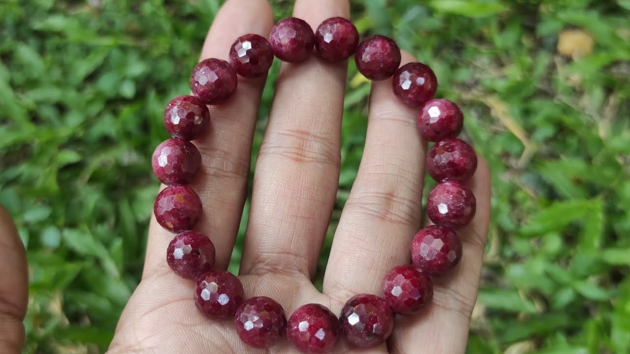 Gelang Batu Ruby HQ Faceted / Cutting Natural Stone Bracelet Size 10mm