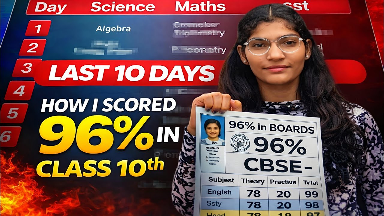 THIS Strategy Took Me to 96% in Class 10 Boards (Last 10 Days Plan)🔥| Watch this now! 