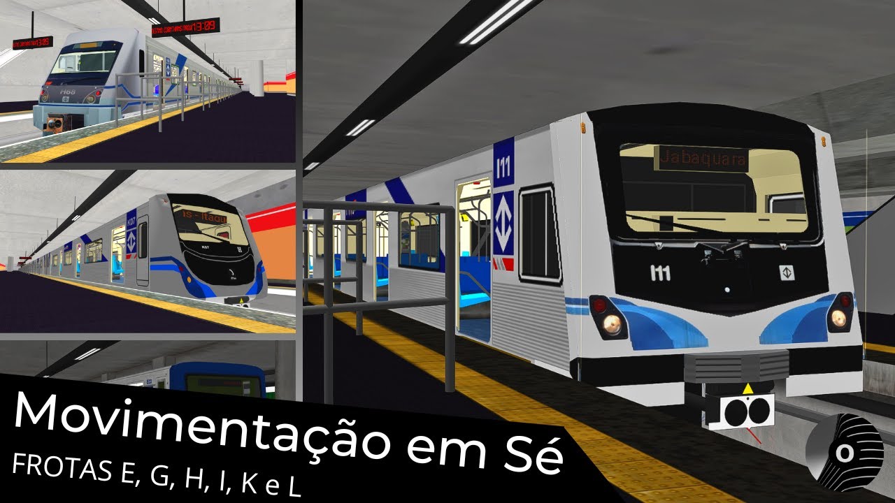 OpenBVE - MOVIMENTAÇÃO DE TRENS FROTA E, G, H, I, K e L na ESTAÇÃO SÉ! Linhas 1 Azul e 3 Vermelha