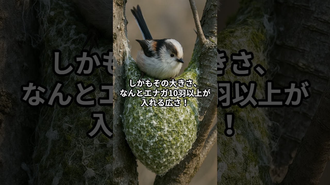 エナガの巣作りは超大工事！？苔とクモの糸でできた秘密の巣 #エナガ#巣作り#shorts