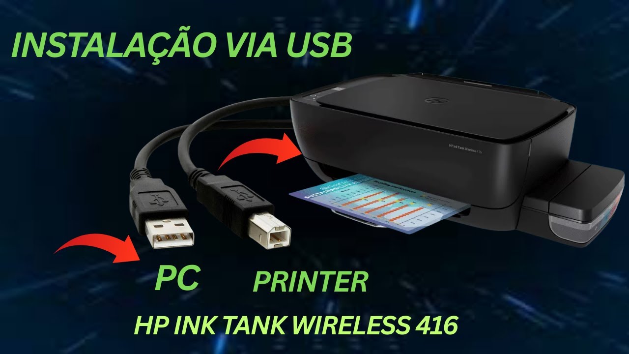 Como instalar a impressora HP Ink Tank Wireless 416 via USB | Passo a Passo Fácil