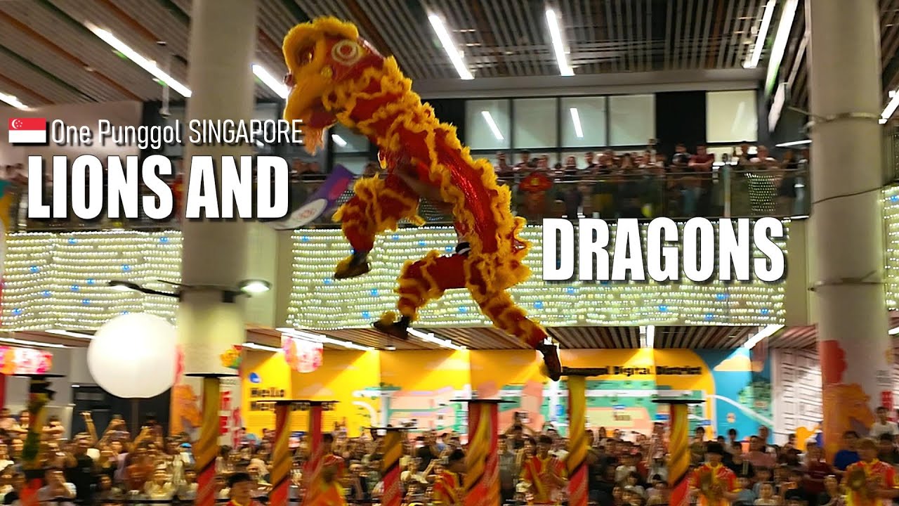 Lions and Dragon Dance 2026 CNY Light Up Celebrations - One Punggol, Singapore 🇸🇬 [4K]