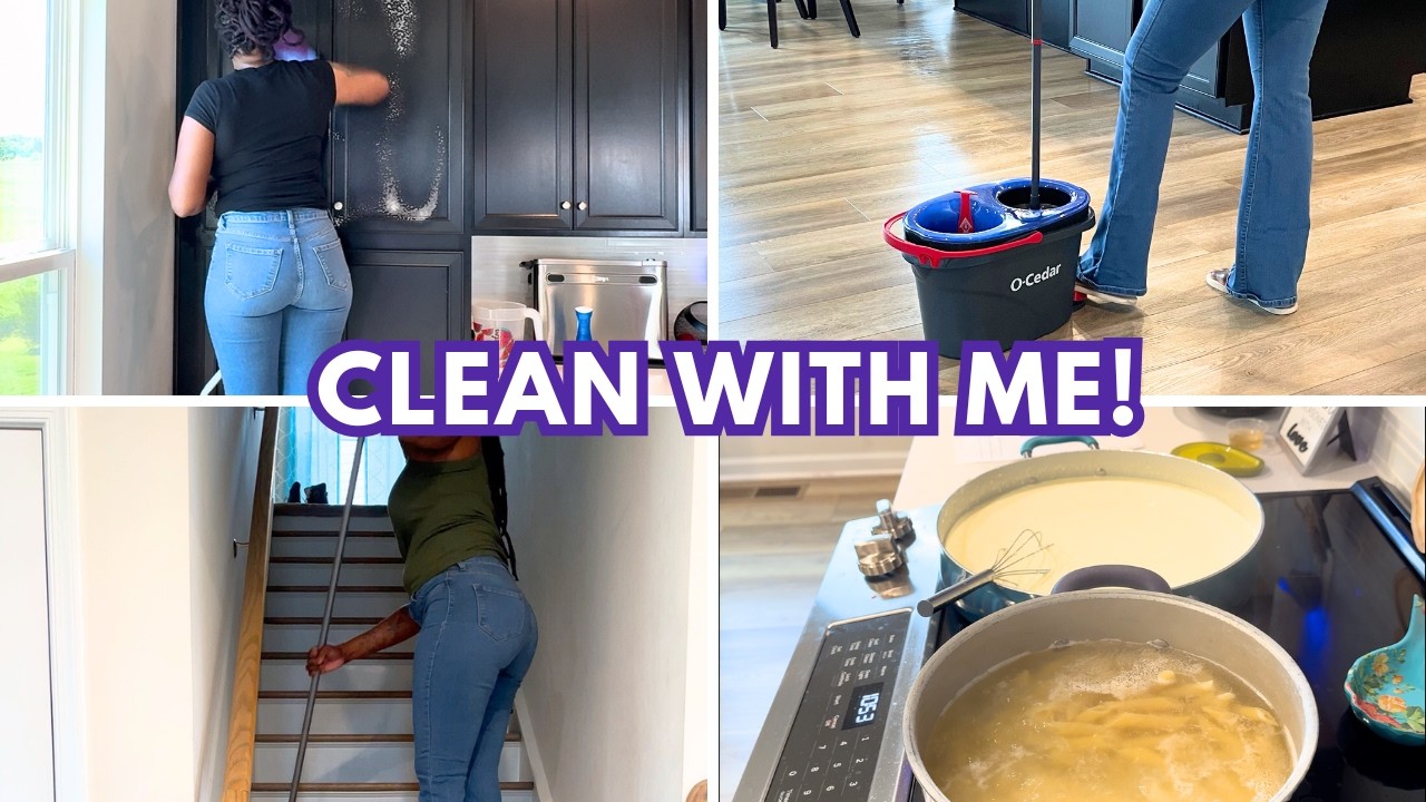 Calm Clean With Me | Floors & Kitchen Cabinets + Cook Dinner & No Talking