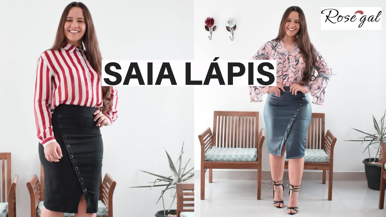 COMO FAZER SAIA LÁPIS ASSIMÉTRICA COM BOTÕES + LOOKS ROSEGAL | ELLEN BORGES