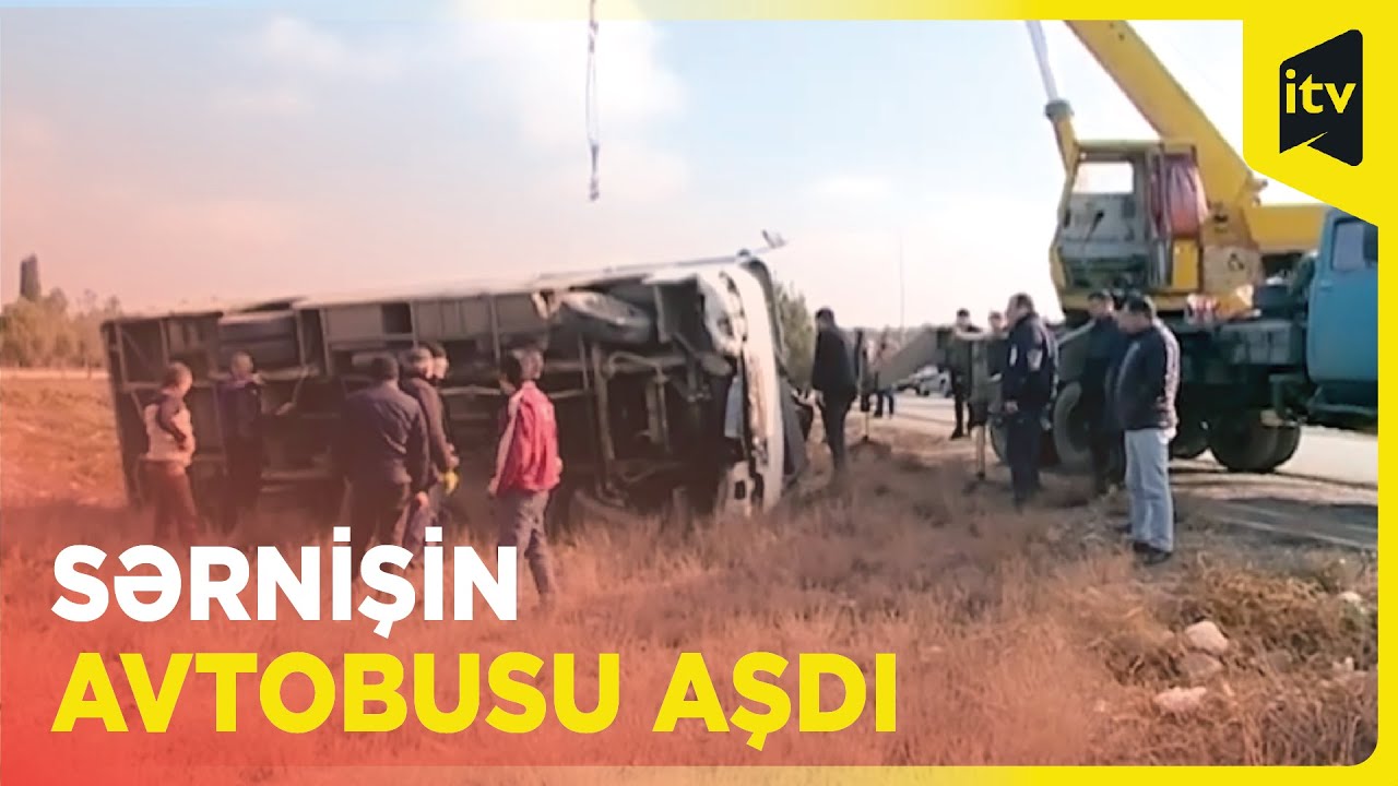 Gəncədə sərnişin avtobusu aşdı