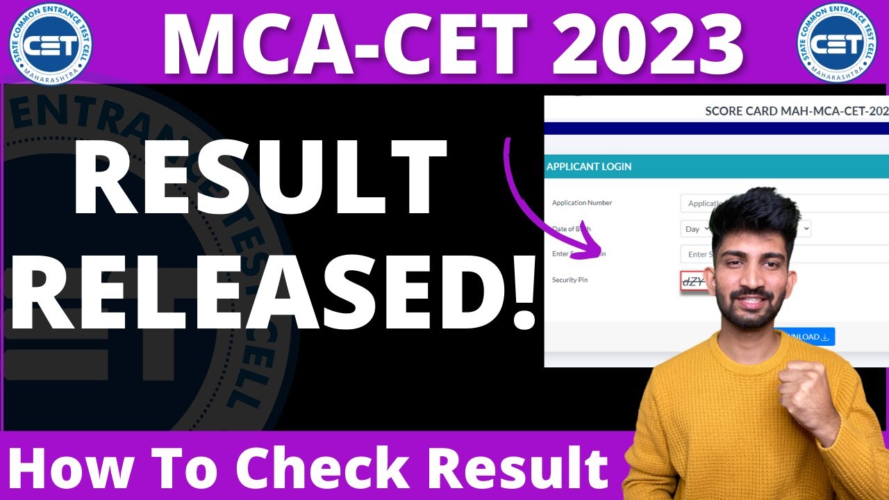MCA CET RESULTS RELEASED 2023 | MCA CET 2023 Results Released