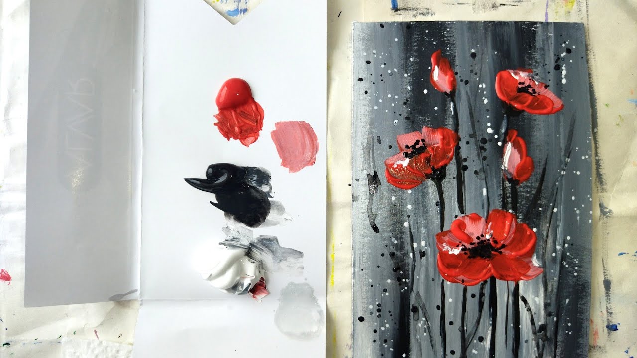 3 COLOR Beautiful Flower PAINTING | Easy Acrylic Painting Tutorial