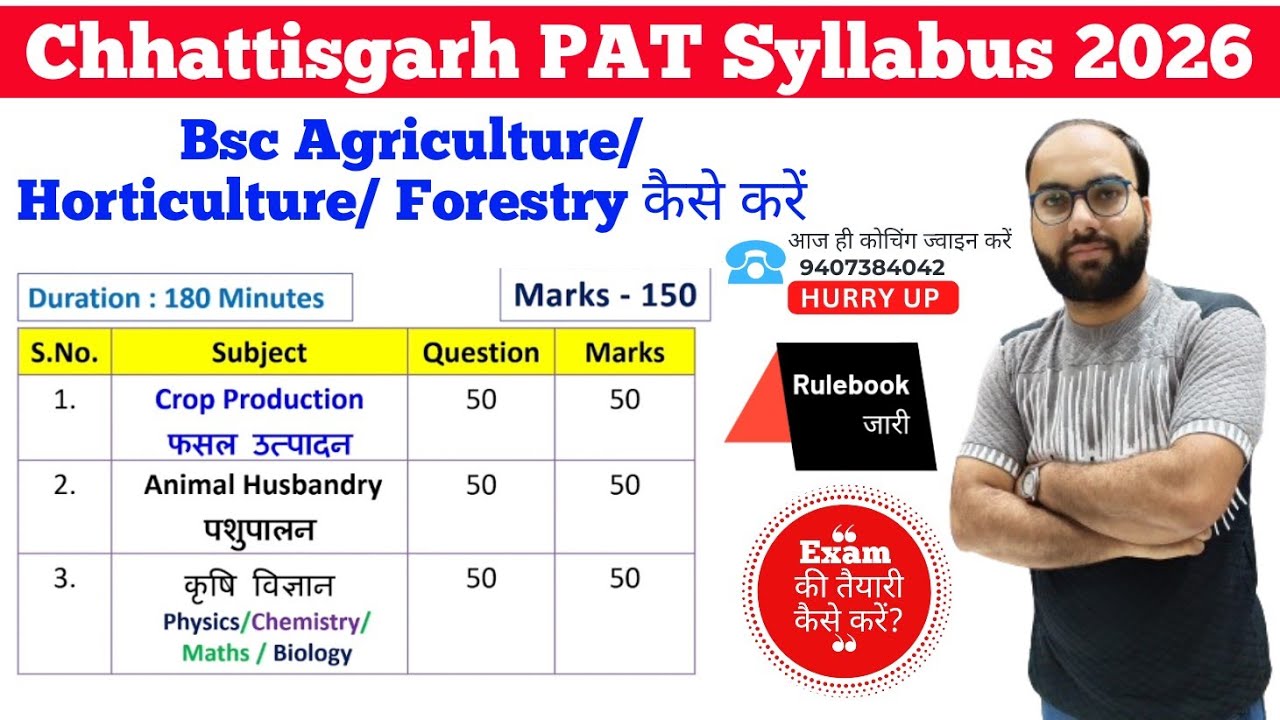 CGPAT 2026 Syllabus | CGPAT Agriculture 2026 Syllabus | Chhattisgarh Pre Agriculture Test 2026 #pat