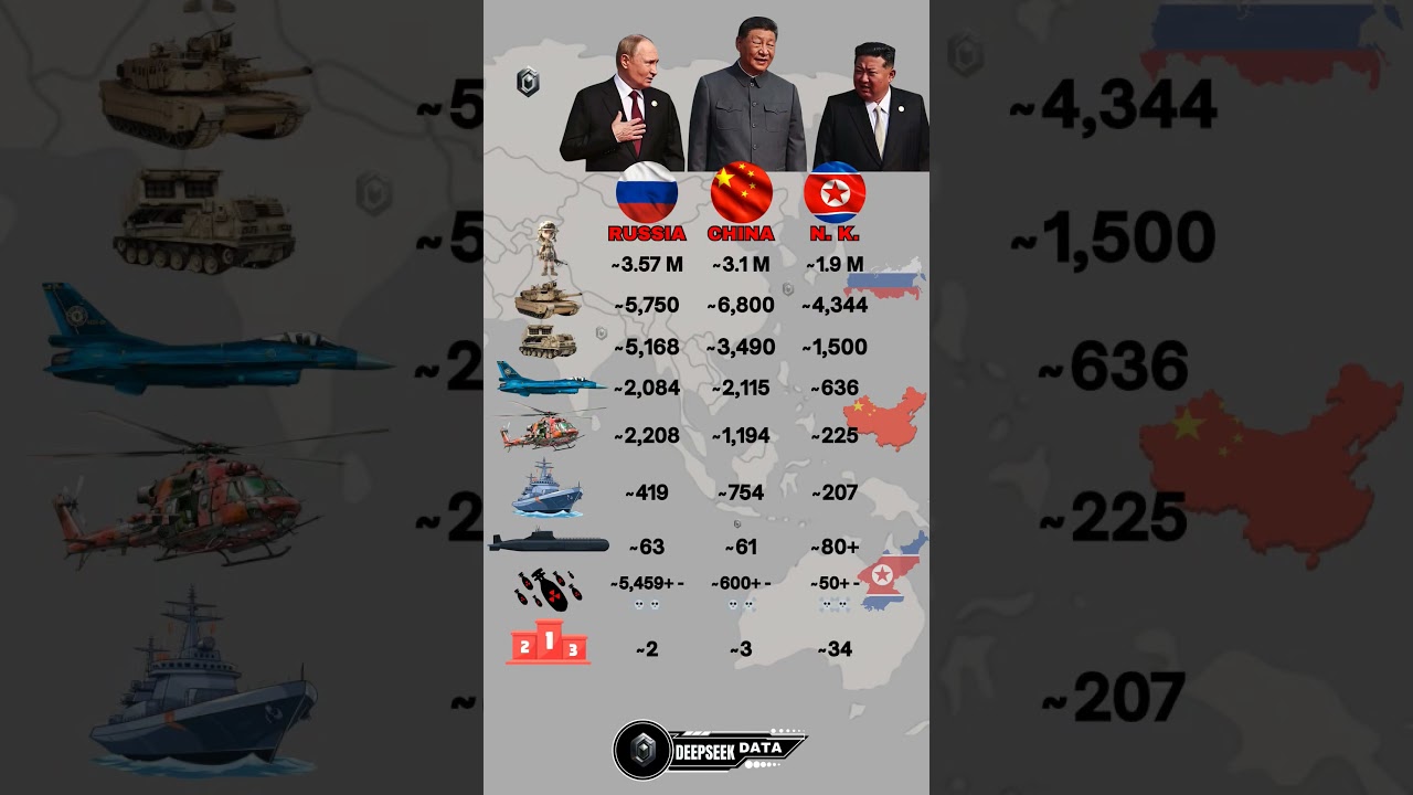 Russia vs China vs North Korea Military Power Comparison 2025
