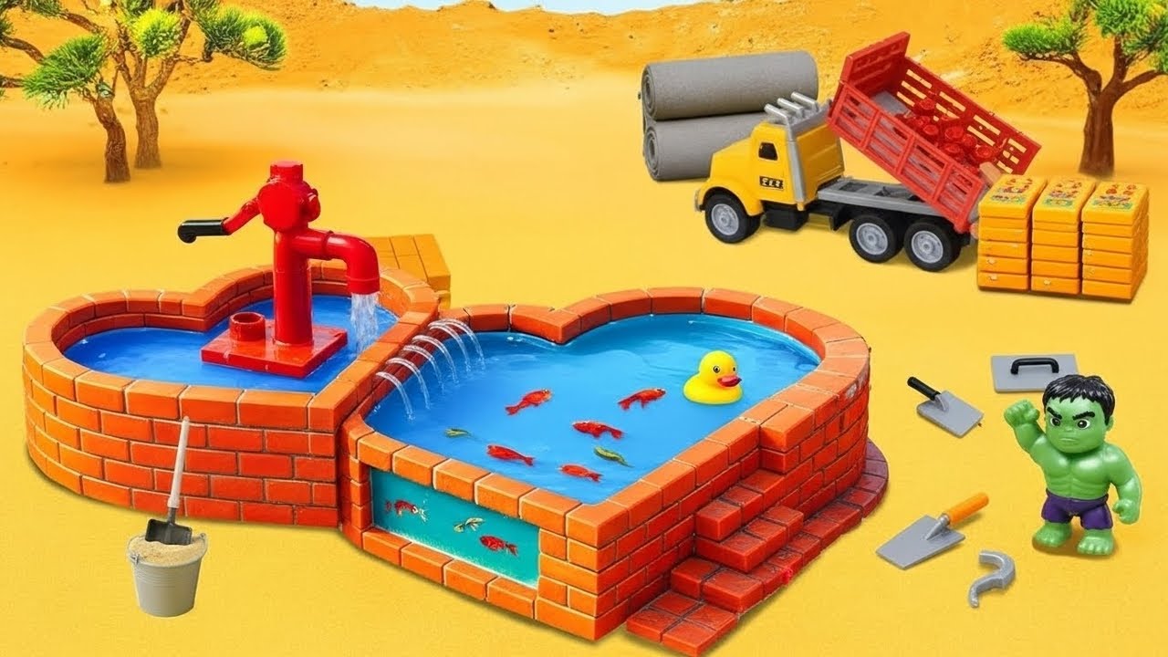 DIY Mini Brick Fish Tank with Upper Pool & Hand Pump System | Mini Construction Project