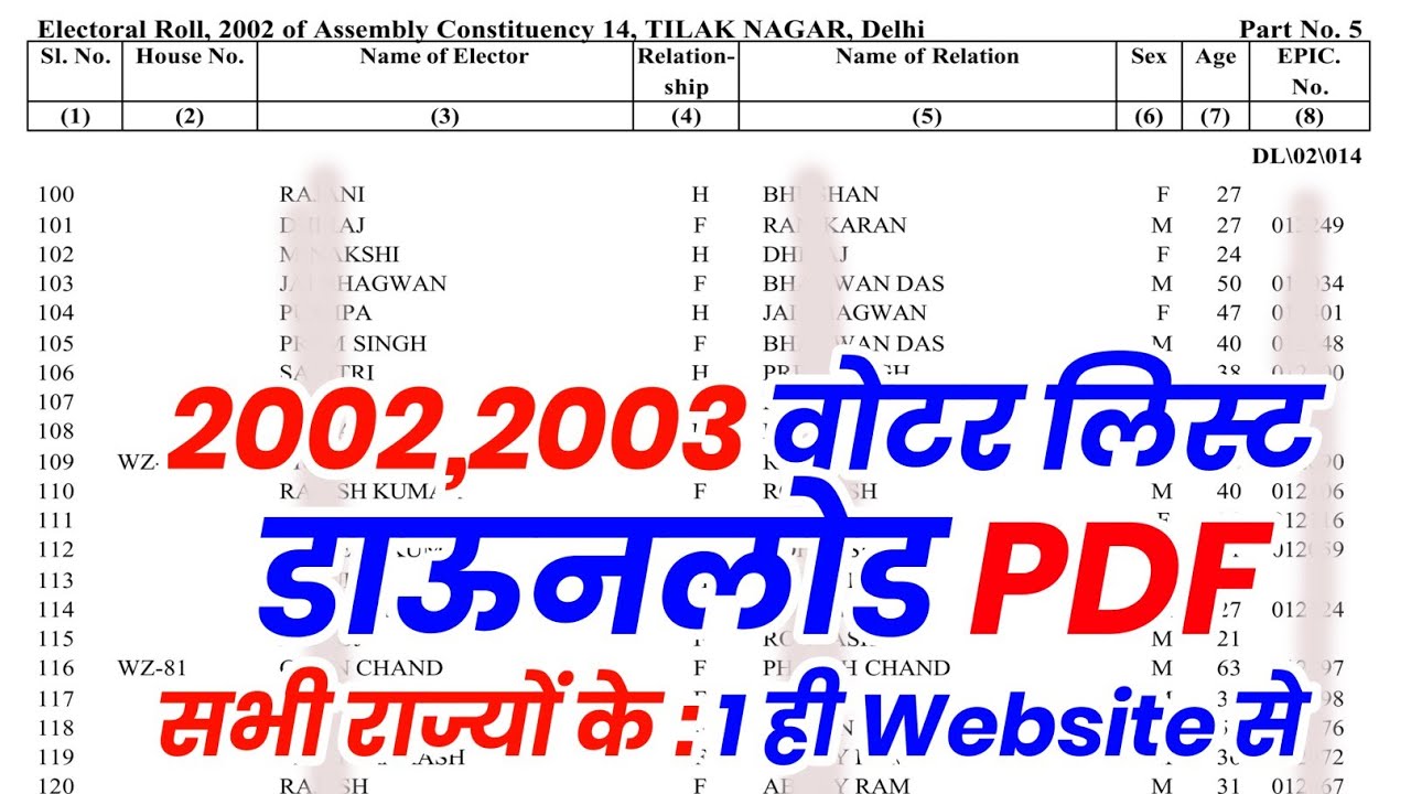 2002 ka voter list kaise nikale | 2003 ka voter list kaise nikale | 2002 voter list download | sir