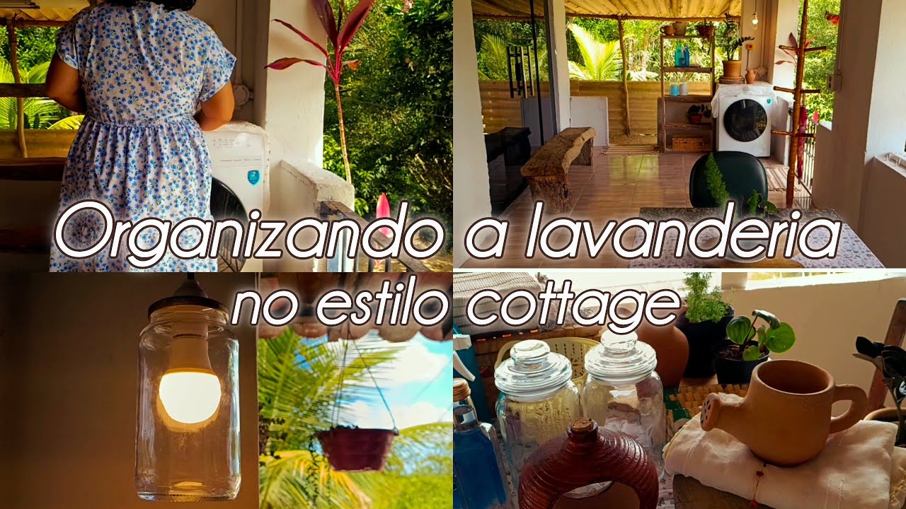Decorando a pequena Lavanderia no estilo Cottage | Fazendo uma luminária com pote de conserva
