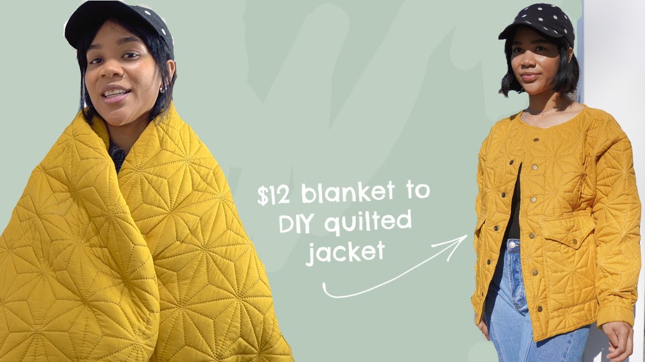 DIY Quilted Spring Jacket from a $12 thrifted blanket!! Sewing tutorial/ THRIFTFLIP
