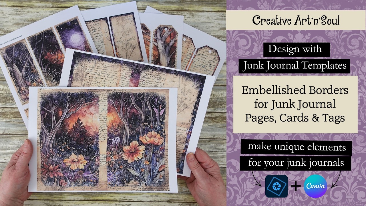 Make Your Own Printable Junk Journal Pages, Cards and Tags with Embellished Borders