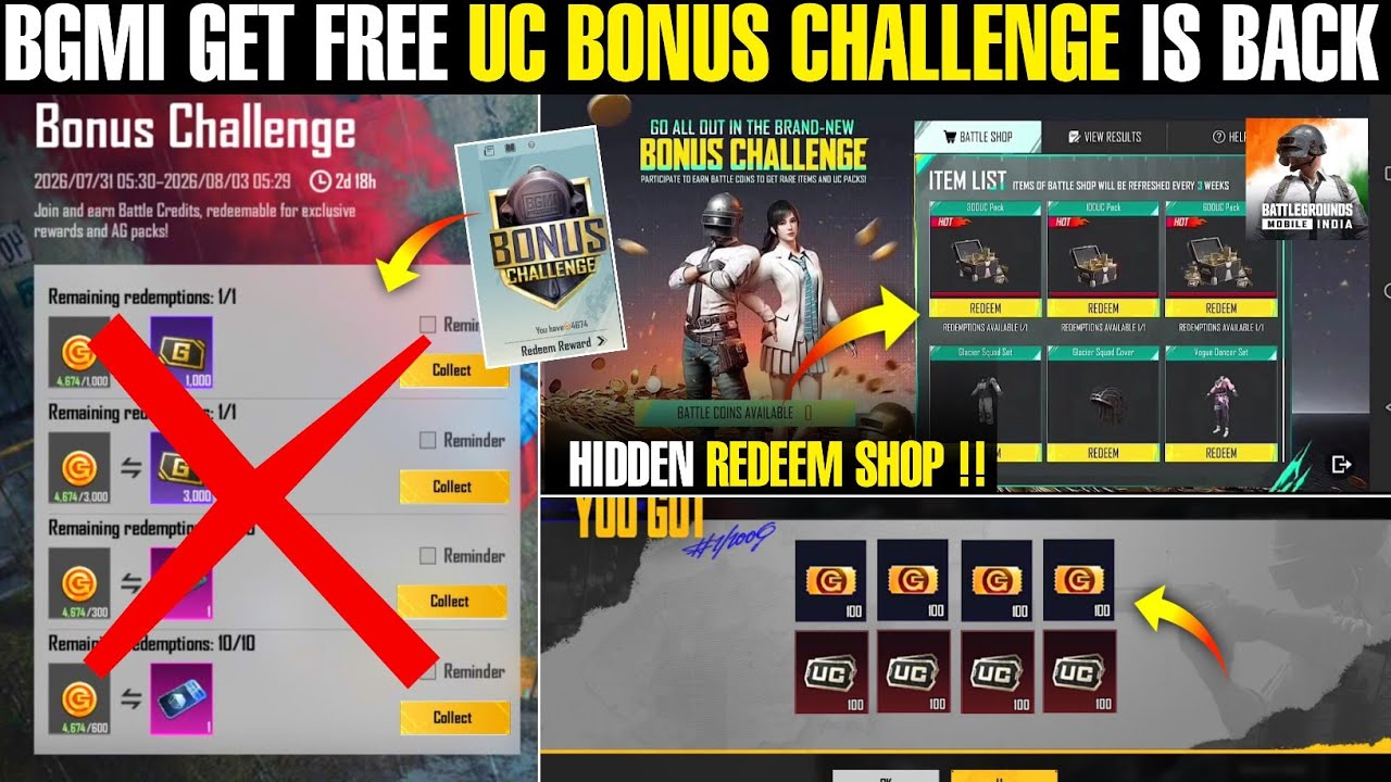 Bgmi Get Free UC 🤯 Bonus Challenge Is Back | How To Get Free Uc In Bgmi 
