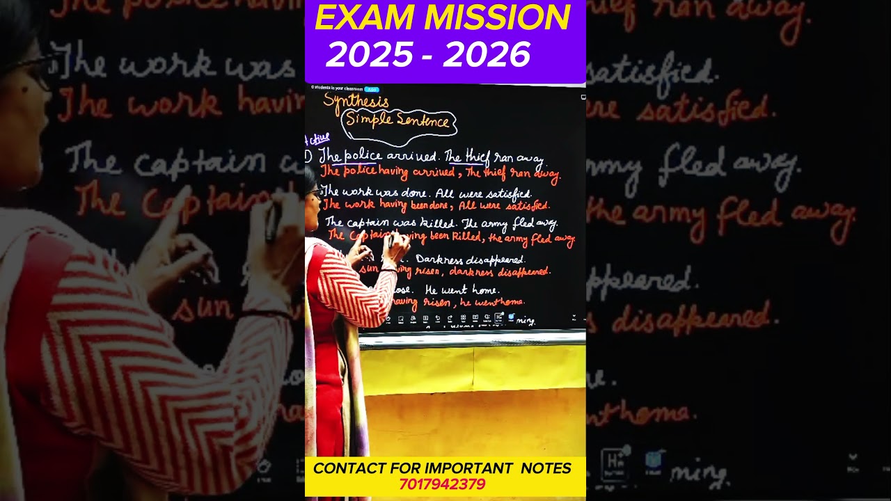 Synthesis of Simple Sentence using Nominative Absolute ✨ | Class 11 & 12 English 🔥📚 |