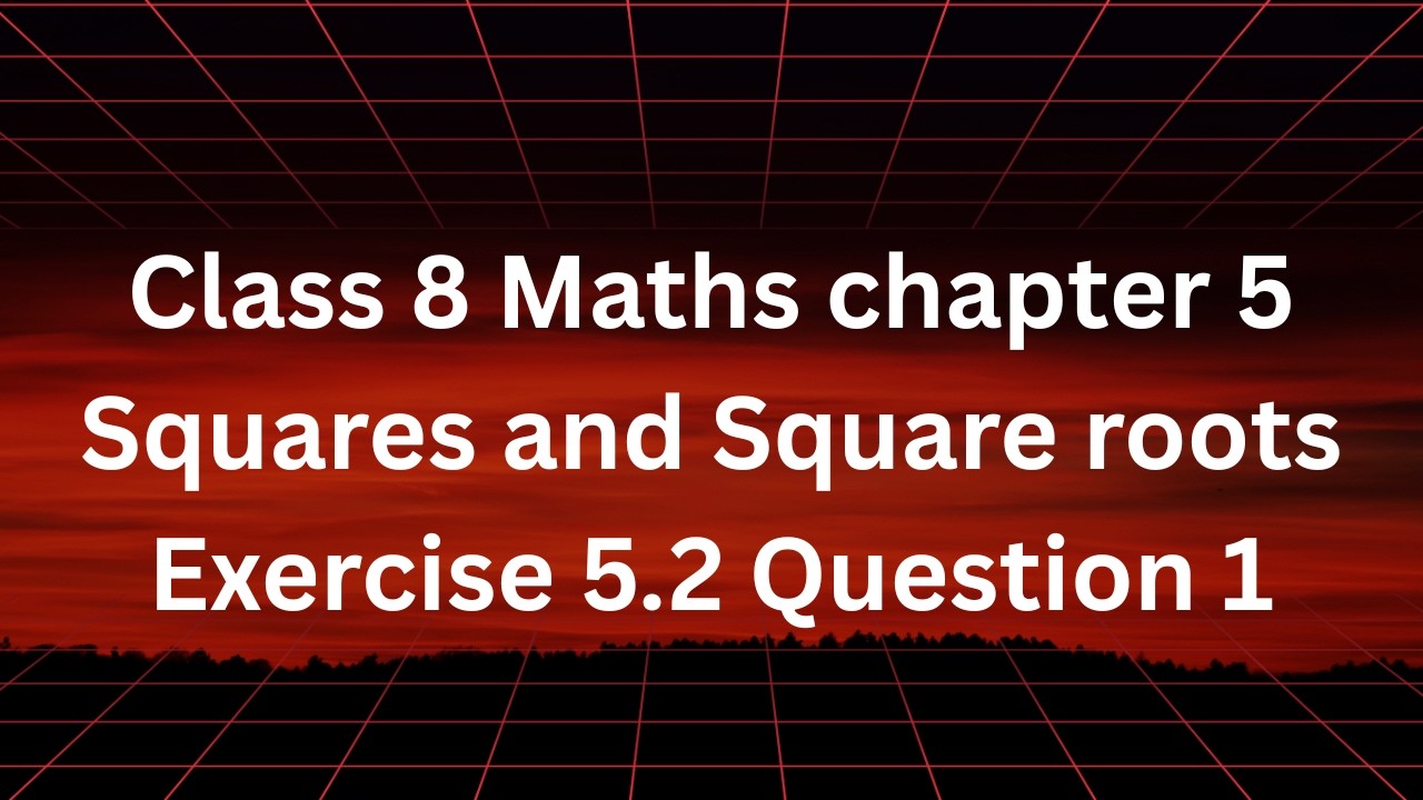 Class 8 Maths Chapter 5 Squares and Square Roots | Exercise 5.2 Question 1