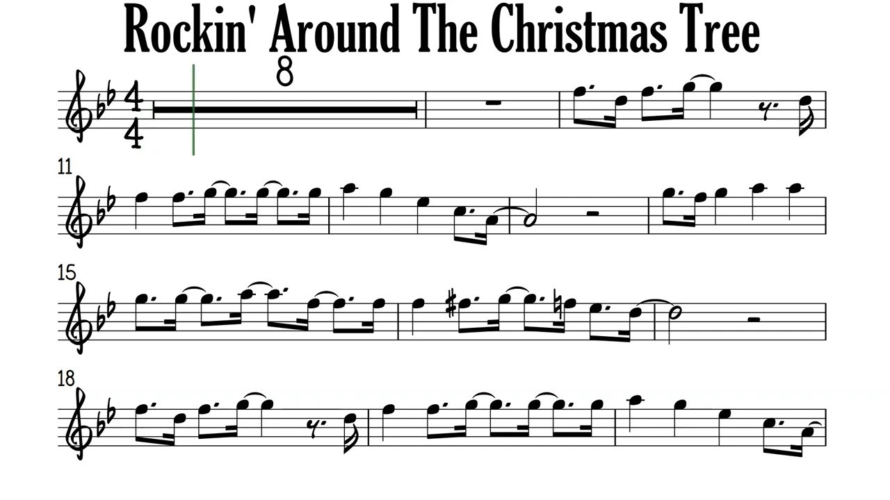 Rockin' Around The Christmas Tree Flute Violin Sheet Music Backing Track Play Along Partitura