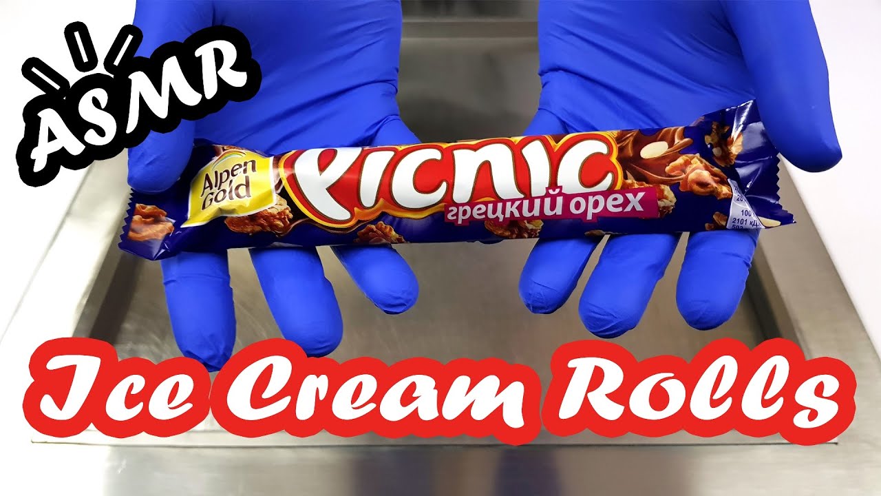 ASMR Ice Cream Rolls Picnic | No talking (Mukbang), only tapping, tingles, rustling and food eating