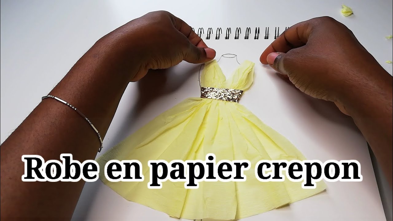 réalisation d'une robe avec du papier crépon #papiercrépon
