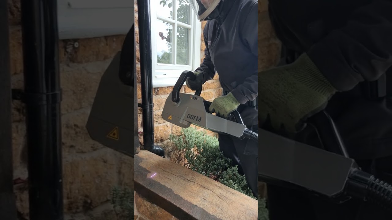 Wood restoration via laser cleaning #lasercleaning #woodrefinishing