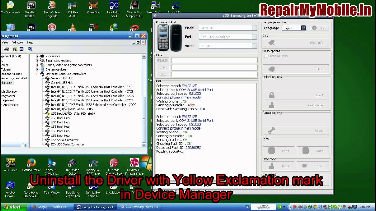 Samsung Metro 312 (SM B312E) unlock using Z3X box