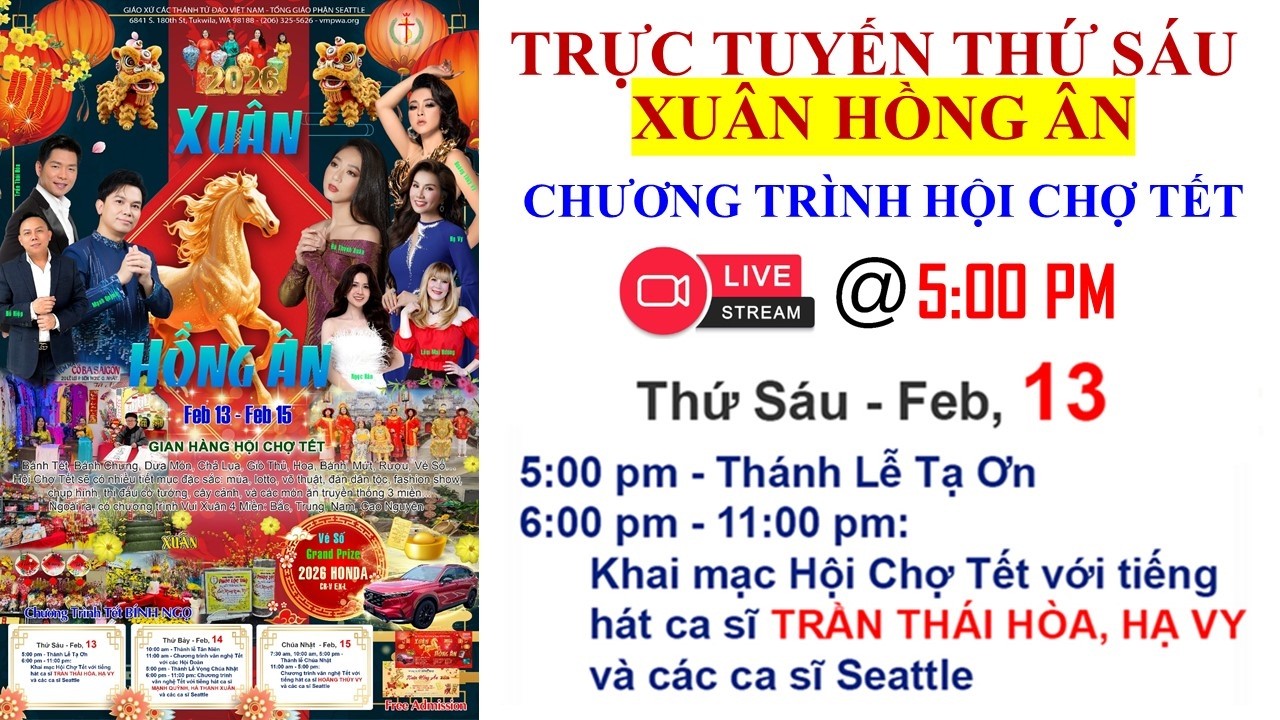 THỨ SÁU - Friday 2/13/2026 @5:00 PM