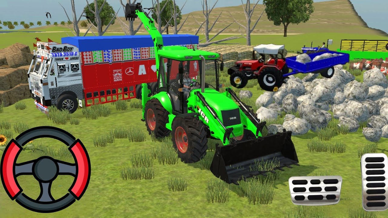 🔴JCB//SHWARAJ 🚜 EICHER TROCKCCSTONE😱 TROLLEY 3DUPLOADING GANNA GAME PLAY #viralreels #farming #games