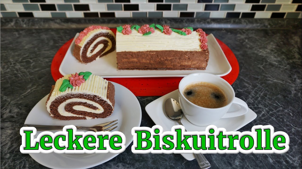 Leckere Biskuitrolle mit Buttercreme.