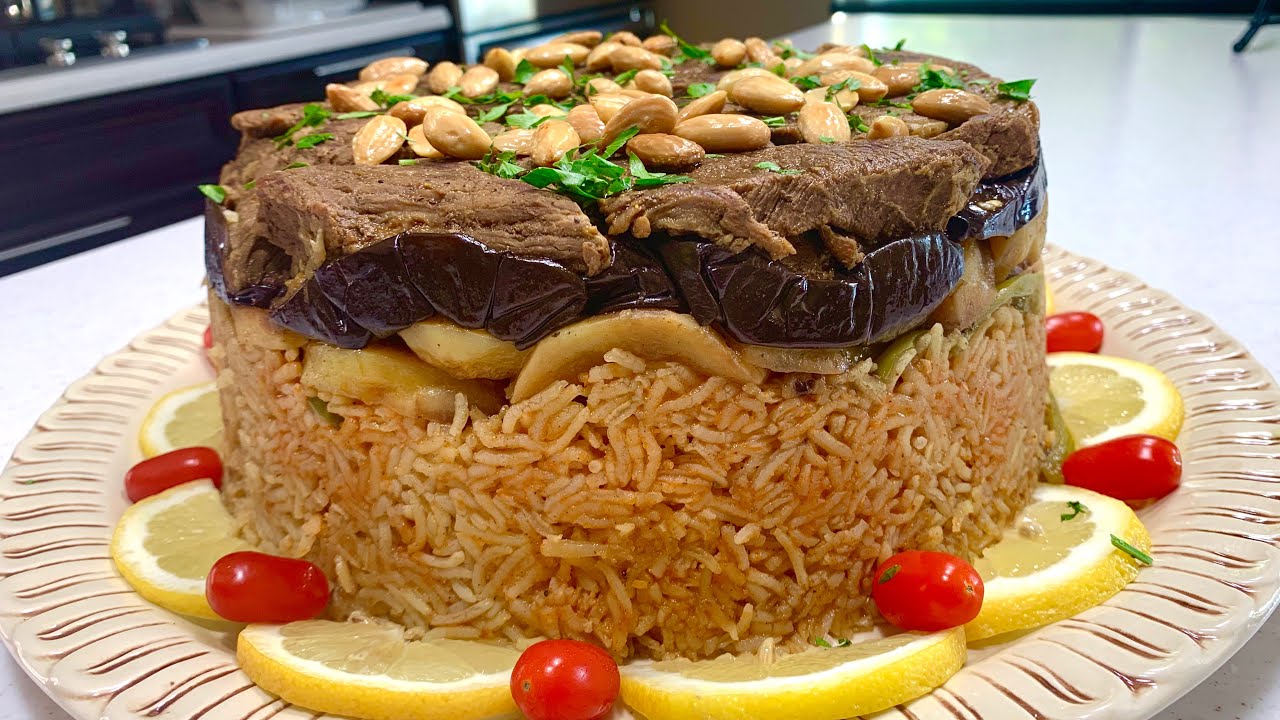 مقلوبة التمن الاحمر باللحم العراقية