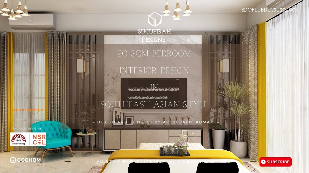 20 Sqm Bedroom Interior Design in Southeast Asian Style by Sucupirah Designs: SDOPL_BD_C3_20_001