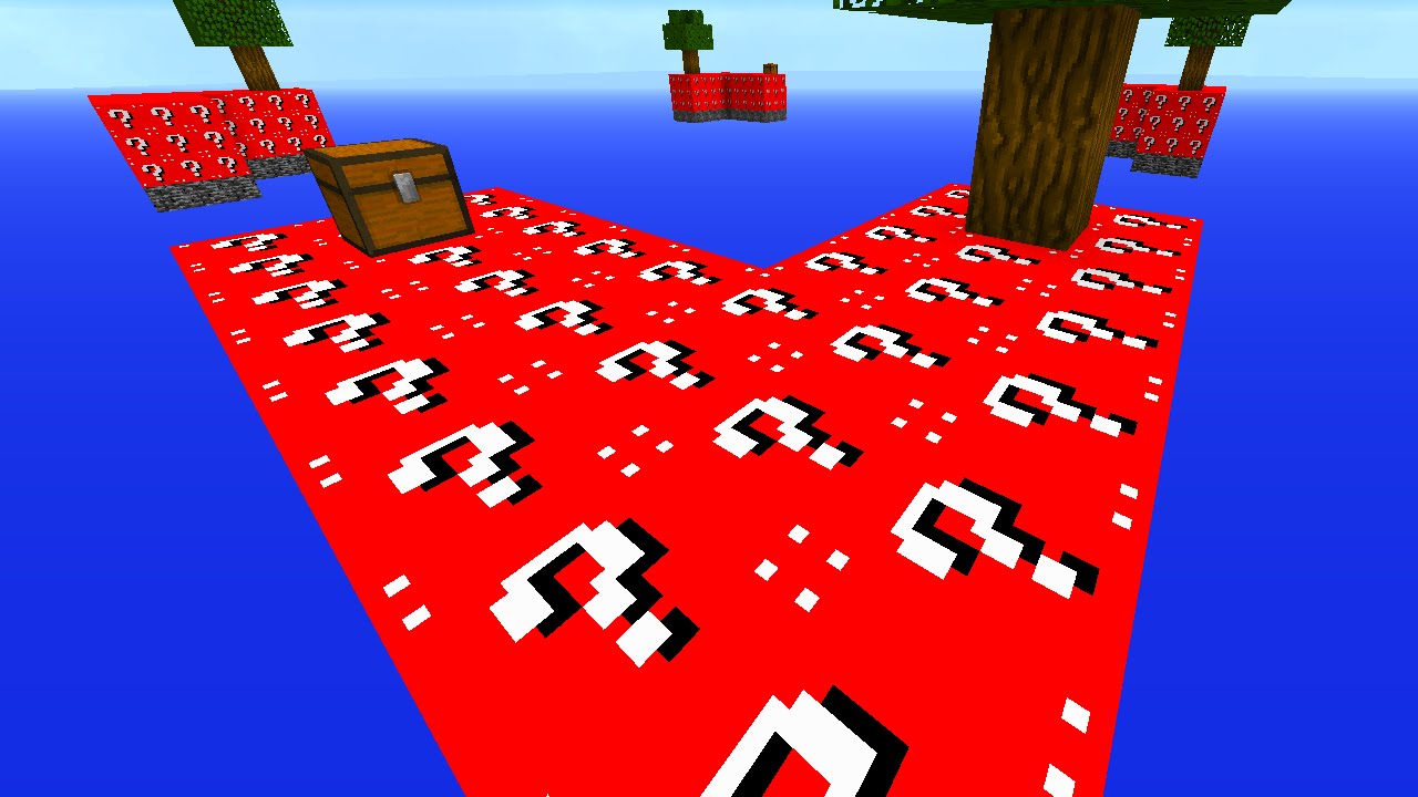 Minecraft 1v1v1v1 RED LUCKY BLOCK SKY BLOCK WARRIORS! (Minecraft Mods)