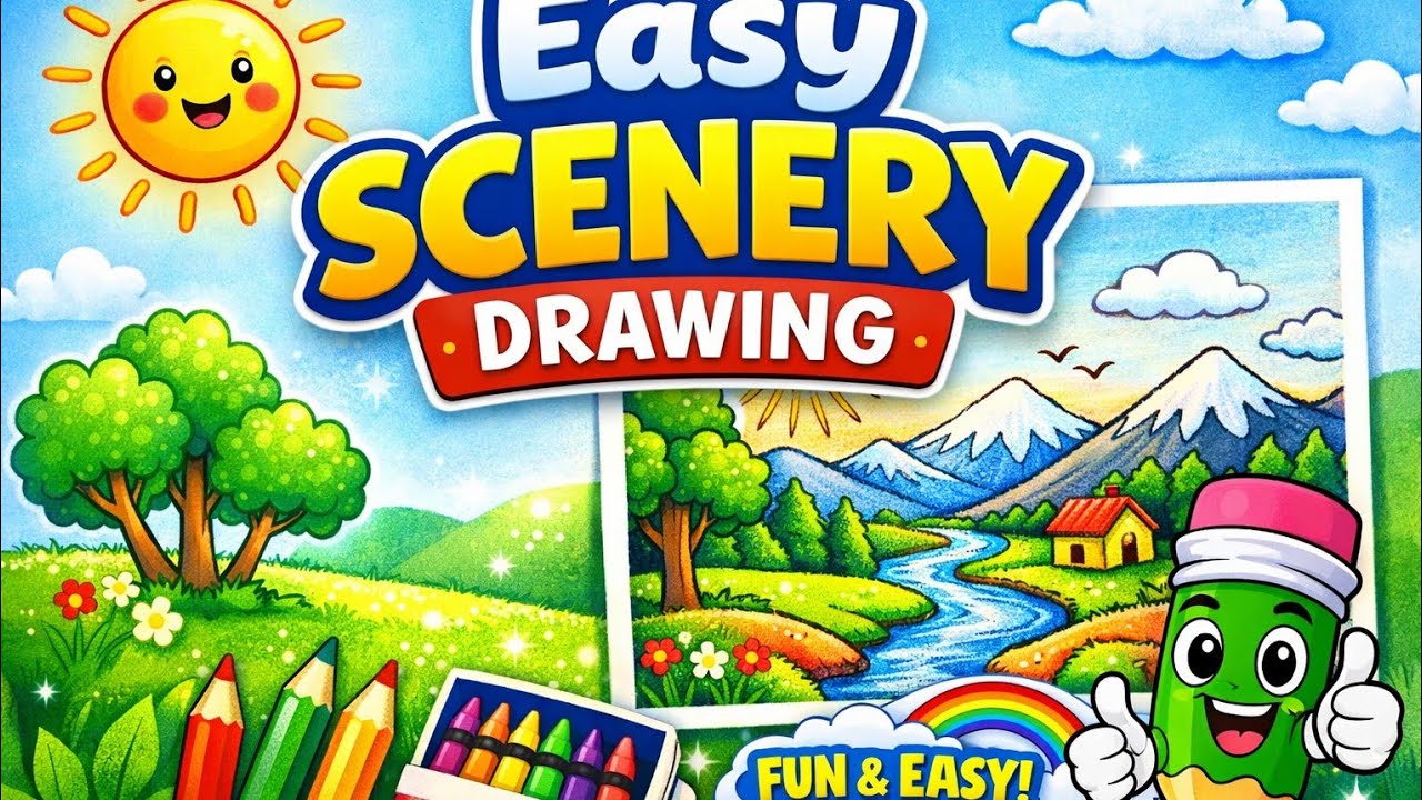 Scenery drawing for kids 🥰🥰❤️