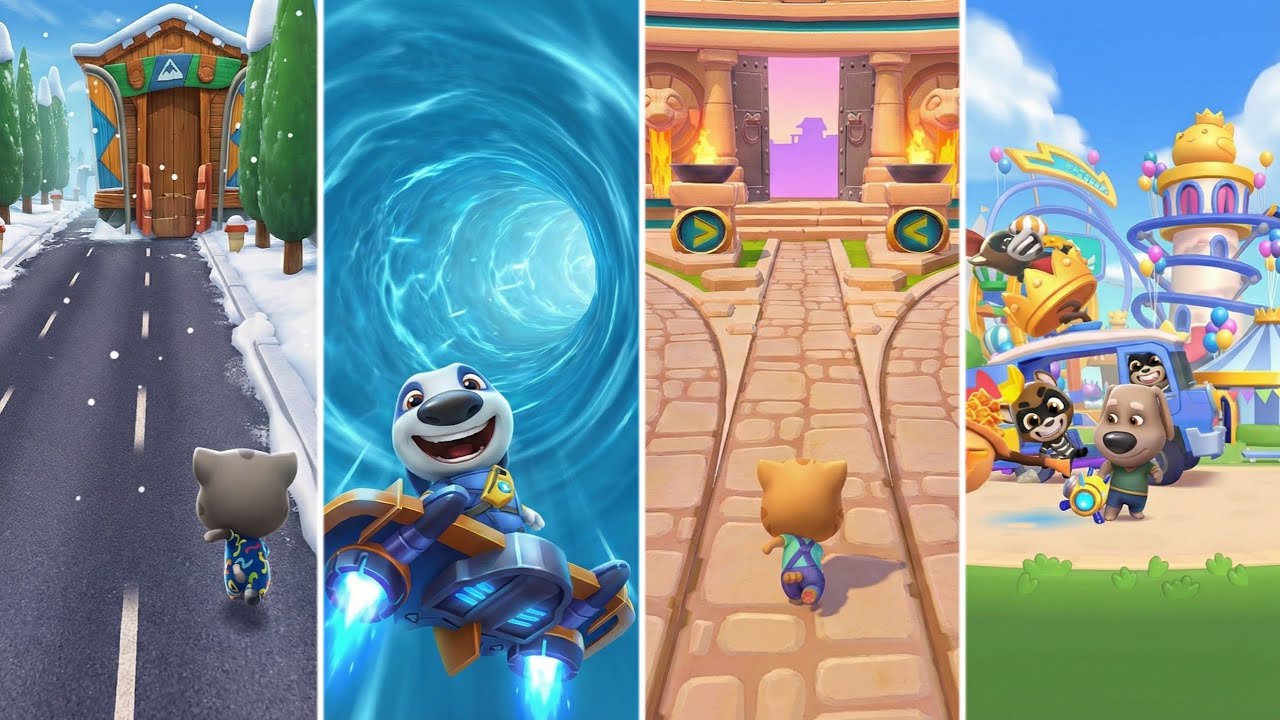 Talking Tom Gold Run Vs Talking Tom Blast Park Vs Talking Tom Hero Dash Vs Talking Tom Time Rush