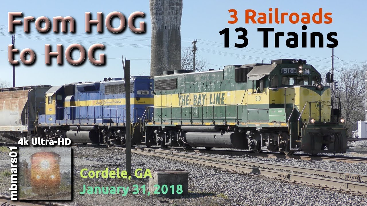 [5g][4k] From HOG to HOG, 3 Railroads, 13 Trains in Cordele, GA, 01/31/2018 ©mbmars01