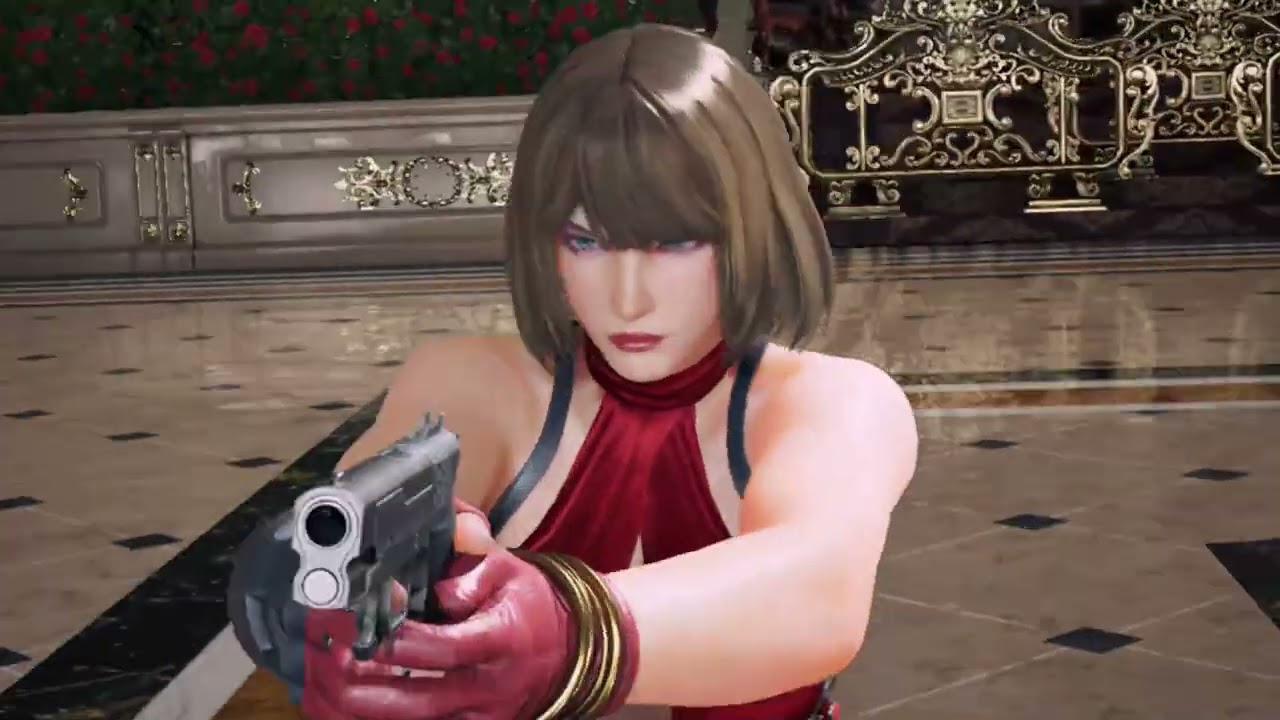 TEKKEN 8 Aphrodite Blonde Nina Williams in Red Dress and Heel Grind on Dragunov Shirtless