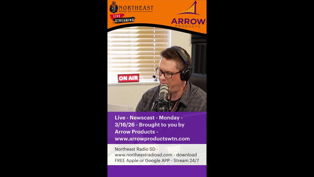 LIVE - Newscast - Monday - 3/16/26 - Brought by Hahler Auto - Webster, SD