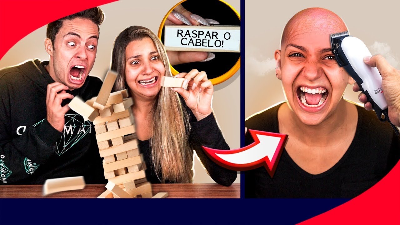 ELA TEVE QUE CORTAR O CABELO POR CAUSA DO JOGO! JENGA COM TROLLAGEM! - Desafio