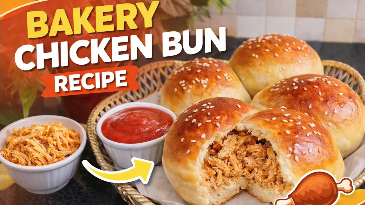 Bakery style chicken bun at home | easy recipe 