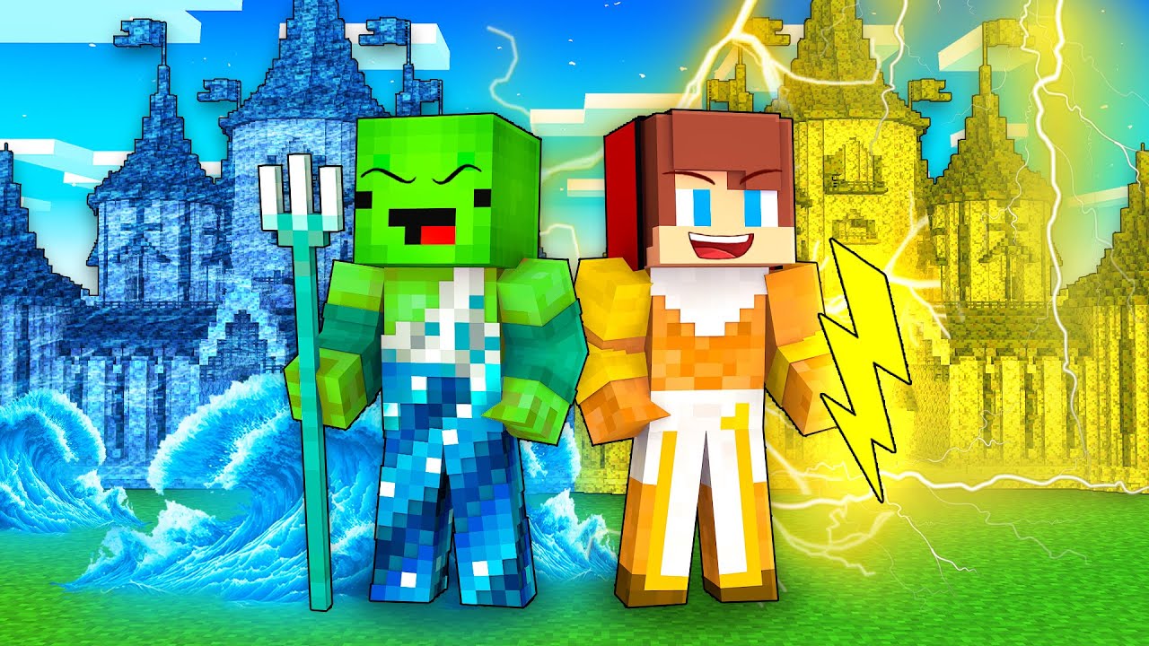 Майки ПОСЕЙДОН против ДЖ. ДЖ. ЗЕВСА. Битва за выживание в королевстве в Minecraft (Maizen)