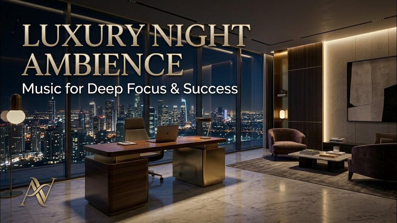 LUXURY NIGHT AMBIENCE 🌃 Deep Focus & Relaxation Music | Elegant Lounge for Late Night Work